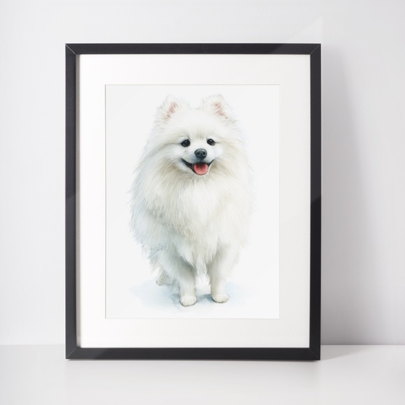 Watercolor Pomeranian Dog Portrait Art Print – Unframed Fine Art Poster - Picture 3 of 5